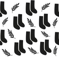 Socks silhouette seamless pattern. Autumn footwear background vector