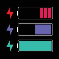 Battery charging status indicators vector