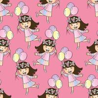 Children with balloons on pink background vector