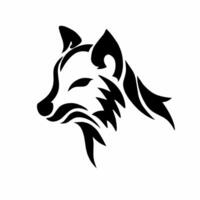 Tribal Fox Head Tattoo Design Black and White Illustration vector