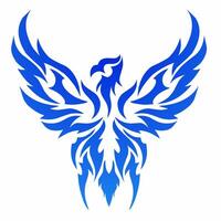 Illustration of an abstract tribal art tattoo design of a blue phoenix. Suitable for logos, elements, and ornaments. vector