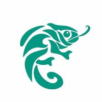Stylized green chameleon logo in a modern and abstract design. Perfect for branding, vector