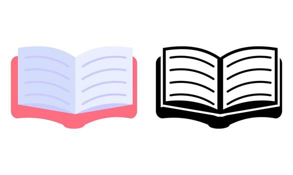 Modern Open Book Icon with Blue and Red Pages Symbolizing Diverse Knowledge and Storytelling vector