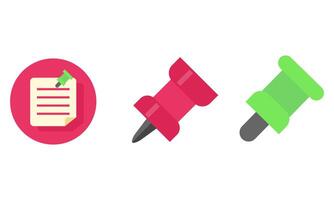 Set of Colorful Pushpin Icons in Red, Pink, and Green for Attaching Digital Notes vector