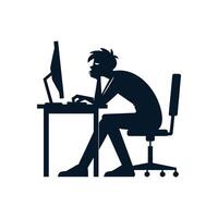 Concept of a lack of motivation and frustration at work. A person showing signs of mental fatigue and disinterest. Graphic symbol of a monotonous job vector