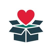 red heart coming out of an open gift box. The concept of a gift of love or a heartfelt surprise. Simple icon for Valentines Day or a special present vector