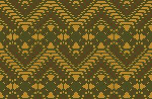 Tribal Art Double Ikat Patternfolk Embroidery, Aztec Geometric Ornament Print. Design for Carpet, Wallpaper, Clothing, Wrapping, Fabric vector
