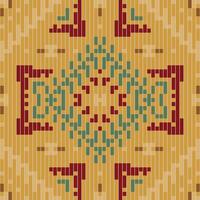 Aztec Pixel Islamic Art Geometric Patternfolk Embroidery, Aztec Geometric Ornament Print. Design for Carpet, Wallpaper, Clothing, Wrapping, Fabric vector