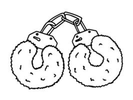 Fur handcuffs doodle illustration vector