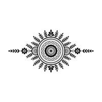 Intricate black mandala design with floral accents isolated on white background vector