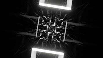 blanco neón brillante reflejado túnel antecedentes vj lazo en 4k video