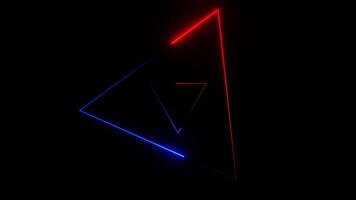 Movement Through Red and Blue Neon Triangles Background VJ Loop in 4K video