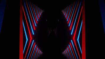 rojo y azul neón líneas soltar en espejo corredor antecedentes vj lazo en 4k video