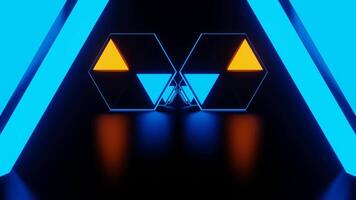 Blue and Orange Flashing Hexagon Area Background VJ Loop in 4K video