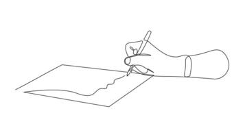Businessman Signing Investment Contract. Continuous Line Art of Professional Agreement at Office Isolated on White Background vector