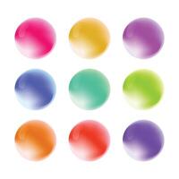 Vibrant gradient circle set with watercolor blur mesh shapes on white background. Abstract neon blobs with soft aura and noise texture for modern design. vector