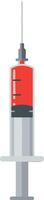 Medical syringe with red liquid for injection and vaccination illustration in minimal style vector