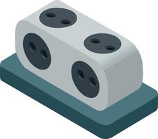 Electrical power strip with multiple sockets in isometric style for technology and home use illustration vector