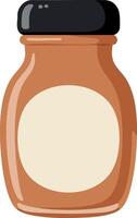 Brown spice jar with black lid and blank label illustration for kitchen and cooking design elements vector