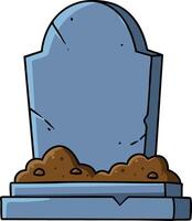 Tombstone grave with soil dirt pile and cracked stone design illustration for cemetery or memorial concept vector