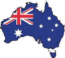 Australia map silhouette with national flag overlay graphic design for patriotic and geographical uses vector