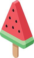 Watermelon popsicle design with red and green colors and seeds on wooden stick summer treat illustration vector