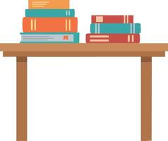 Stack of colorful books on wooden table in minimalist style for education and reading concepts illustration vector