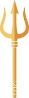 Golden trident design with sharp prongs and handle in simple style perfect for mythology and sea themes vector