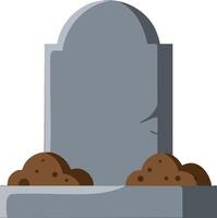 Gravestone with soil piles illustration of cemetery memorial stone design element for remembrance and tribute vector