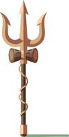 Trident weapon with wooden handle and snake wrapped around design illustration vector