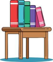 Colorful books stacked on wooden table illustration for education and reading concept design vector