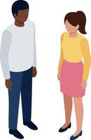 Two diverse people standing and talking in casual clothing illustration for communication and social interaction concept vector