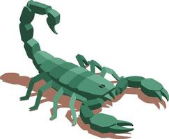 Green scorpion illustration with shadow isolated on white background in polygonal style vector