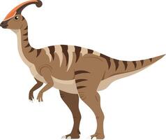 Parasaurolophus dinosaur standing side view with distinctive curved crest natural prehistoric animal illustration vector