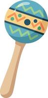Maraca musical instrument colorful illustration with wooden handle and festive design elements vector