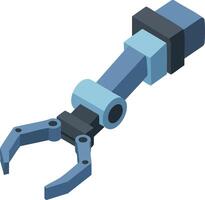 Robotic arm with mechanical claw gripping tool technology automation design engineering equipment vector