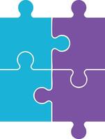 Puzzle pieces blue and purple abstract icon symbolizing connection teamwork and problem solving in business and education contexts vector