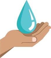Human Hand Holding Large Blue Water Drop Symbolizing Clean Water and Conservation Efforts in Format vector