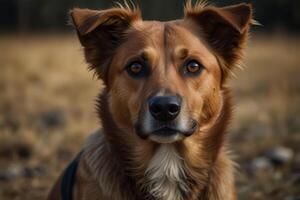 A brown dog is looking at the camera photo