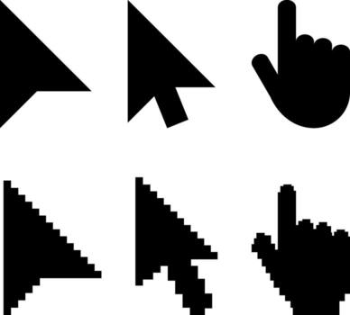 mouse click pointer icon set. vector