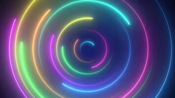 Colorful neon patterns create mesmerizing light displays in dark ambiance video