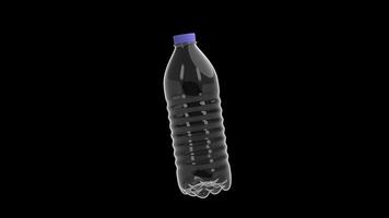 Transparent Plastic Bottle Rotating Animation. Seamless Loop. Alpha Channel. 4K video