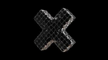 Glass Textured Cross Sign Rotating on a Transparent Background. Seamless Loop. 4K video