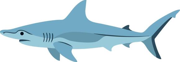 Hammerhead shark illustration in blue shades with simple flat design for ocean wildlife and marine life concept vector