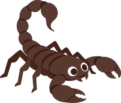 Scorpion illustration with cartoon style simple design and brown color on white background vector