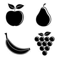 Silhouetted Fruit Medley An Assortment of Healthy Choices in Black and White Simplified Icons for Food and Nutrition vector
