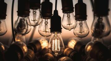 vintage light bulbs hanging decor photo