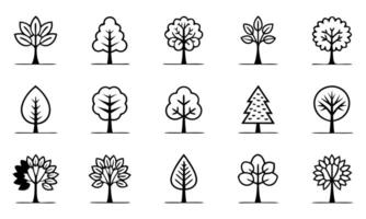Stylized Tree Icon Collection A Simple and Diverse Set of Tree Illustrations for Various Design Purposes vector