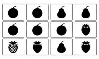 Fruit Flashcards Featuring Berries, Pears, and Plums for Educational Purposes and Visual Learning Material Design vector