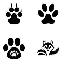 A Collection of Animal Prints Various Paw Designs and a Cute Raccoon Silhouette a Nature Themed Composition vector